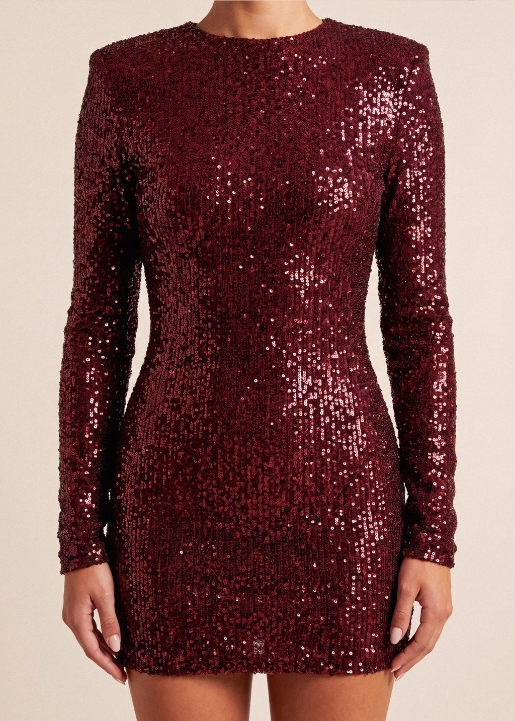 Party Girl Backless Sequin Mini Dress Burgundy