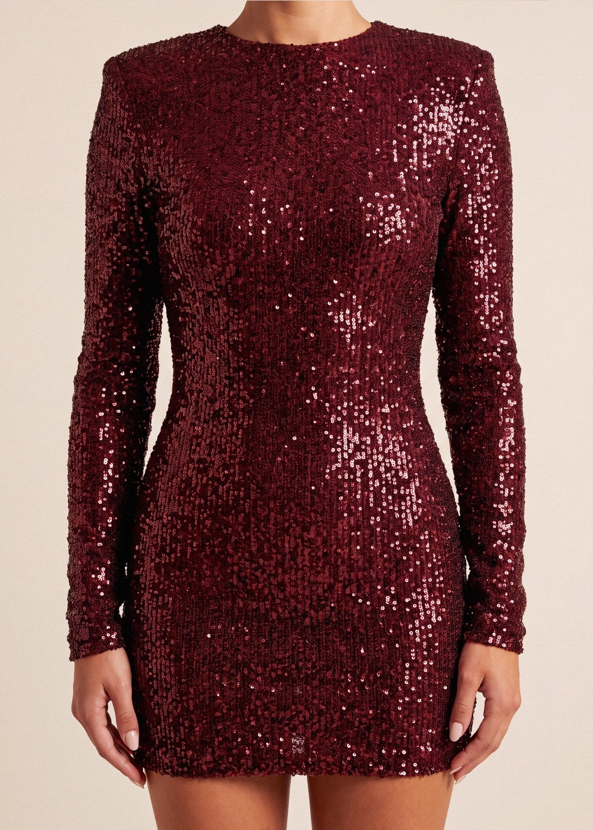 Party Girl Backless Sequin Mini Dress Burgundy
