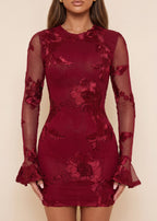 Love to Dream Long Sleeve Mini Dress Burgundy