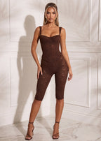 Time After Time Lace Capri Two Piece Brown