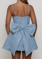 Love Letters Bow Mini Dress Blue