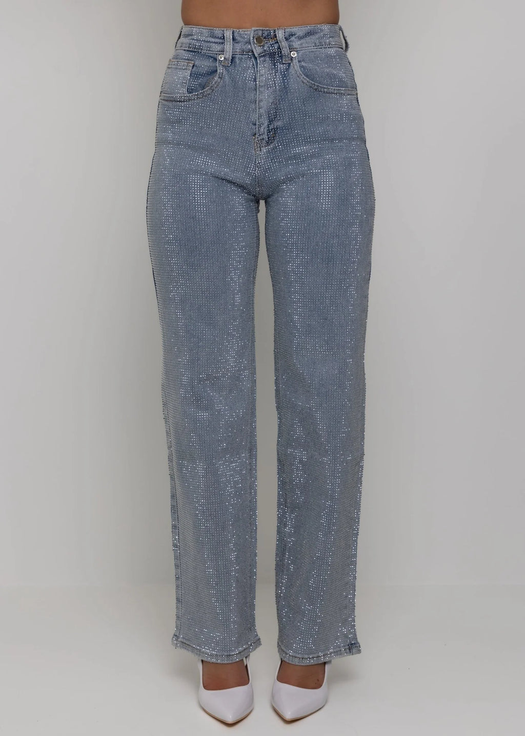 Forever Sparkle Diamante Straight Leg Jean Blue