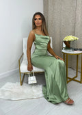 Tiana Satin Split Gown Mint