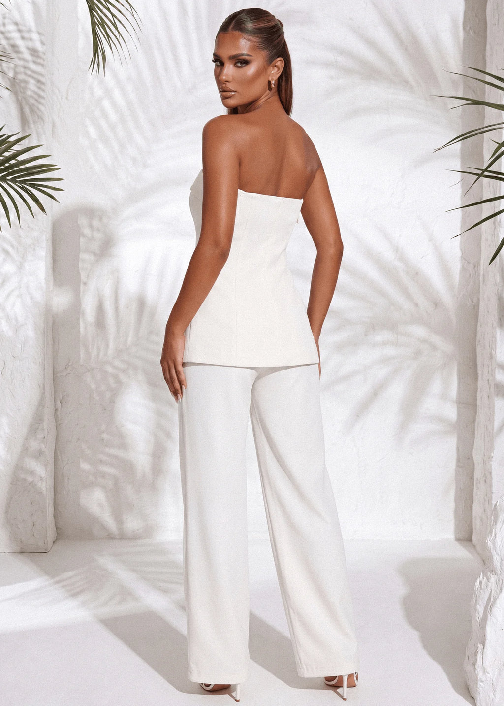 Polished Presence Strapless Tailored Top Ivory