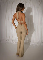 Forever Radiant Ruffle Lurex Jumpsuit Gold