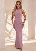 Simply Divine Bodycon Ruched Maxi Dress Mauve