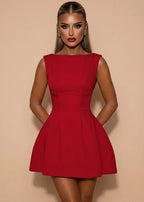 Serene Halo Structured Mini Dress Red