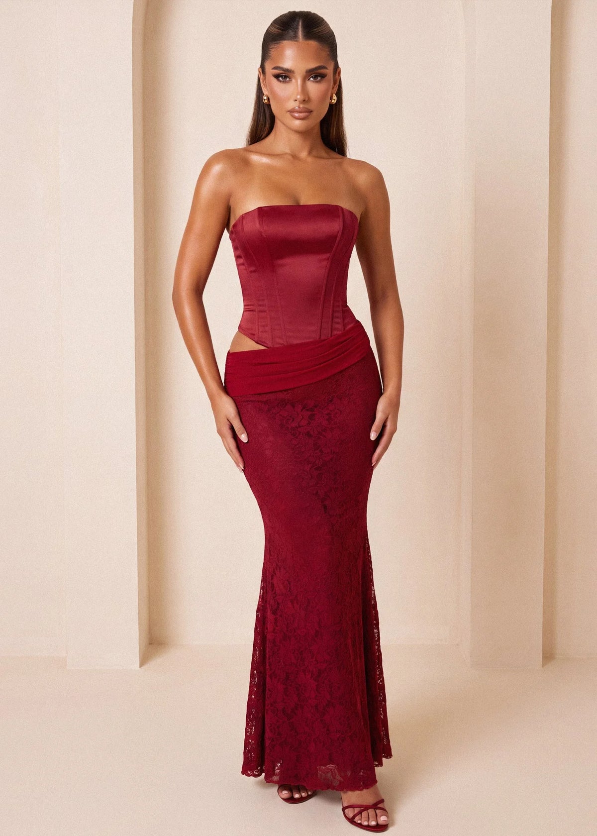 Love Language Corset Maxi Dress Wine