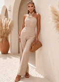 Idle Heart Halterneck Jumpsuit Beige