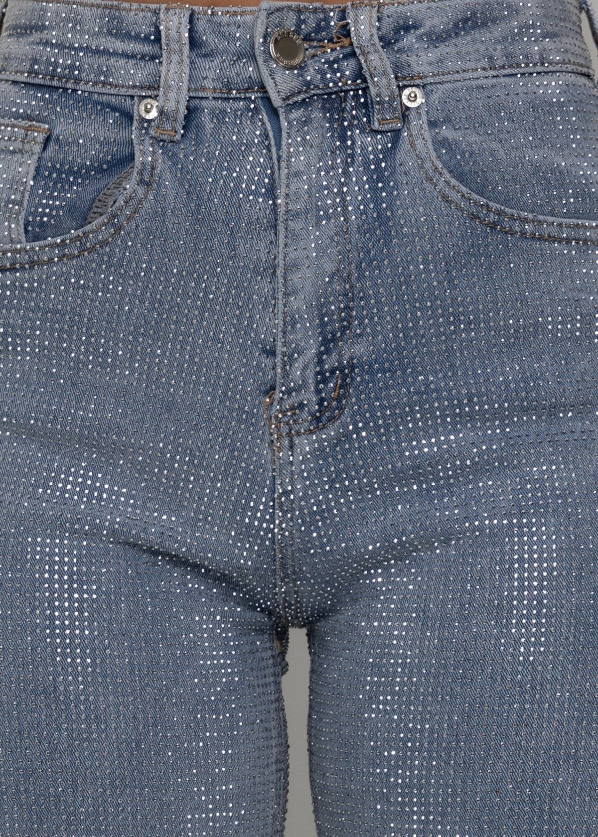 Forever Sparkle Diamante Straight Leg Jean Blue