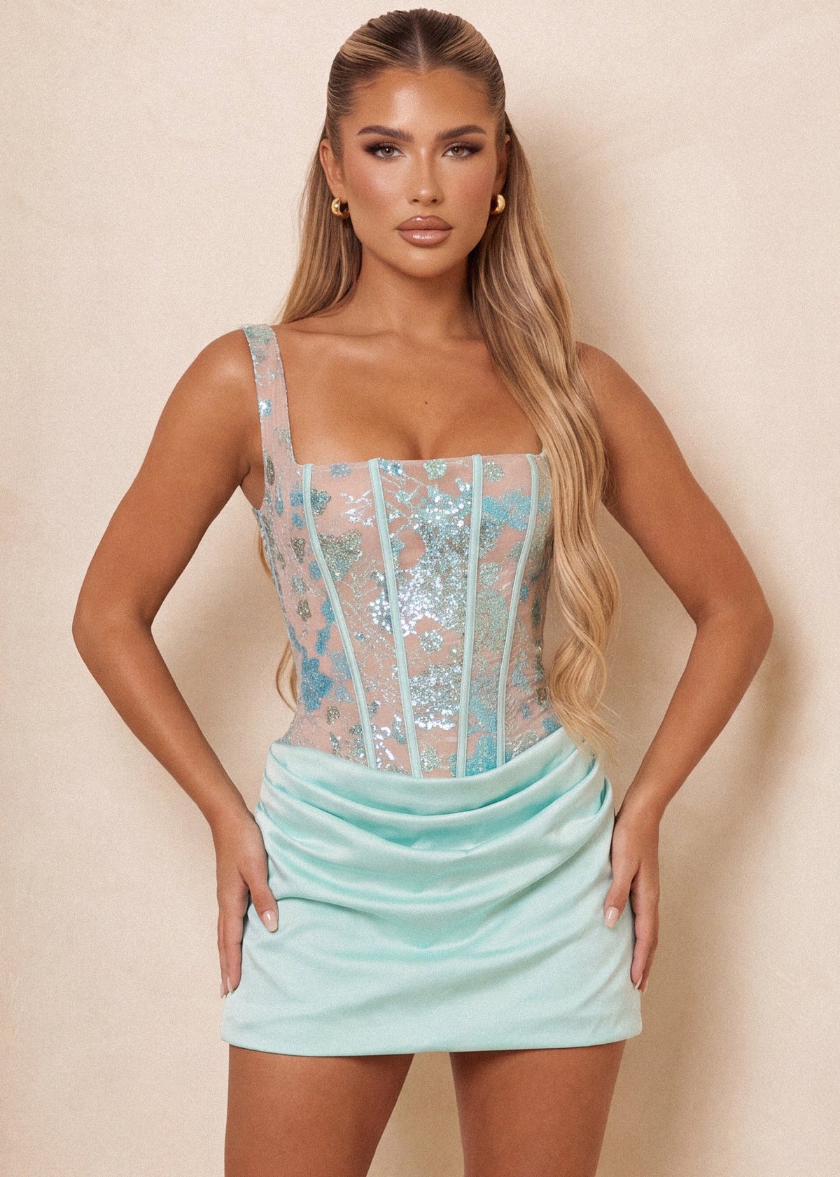 Enchanted Charm Corset Mini Dress Mint