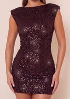 Always Winning Sequin Mini Dress Brown