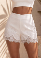 Prove Me Wrong Lace Trim Shorts White