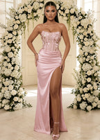 Love Blossoms Embellished Corset Gown Pink