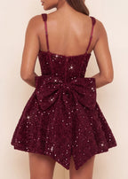 Love Letters Bow Mini Dress Burgundy