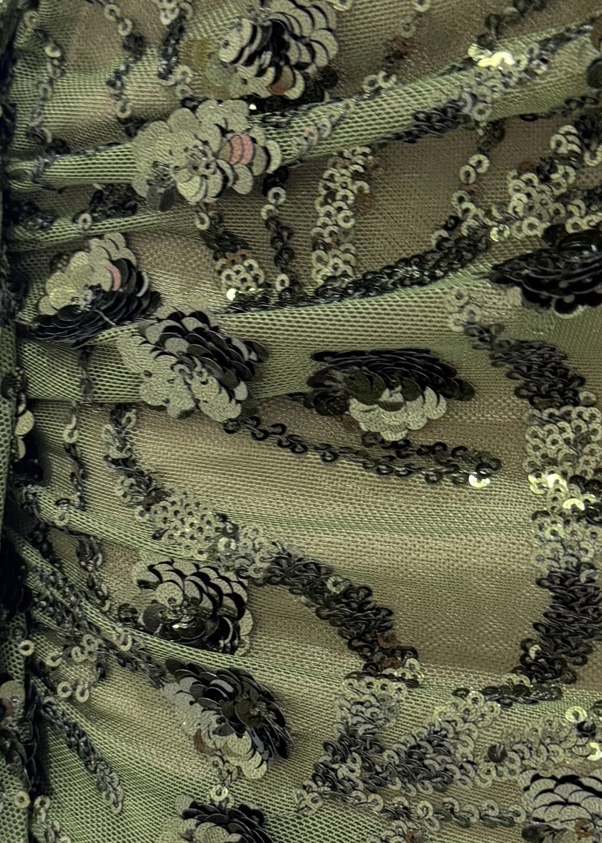 All Eyes On You Embellished Sequin Two Piece Olive Green