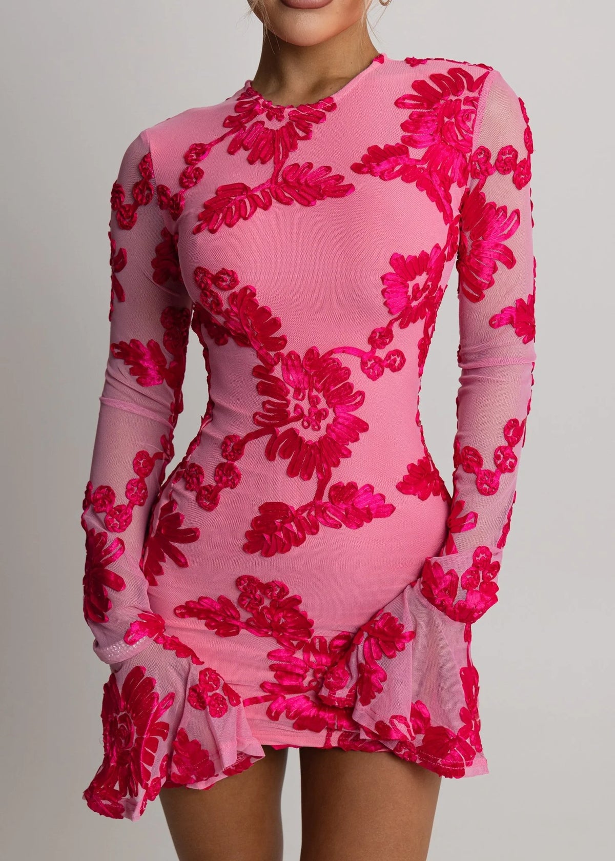 Locked In Heaven Long Sleeve Mini Dress Pink