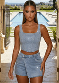 Lowkey Love Diamante Skort Blue