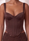 All Yours Satin Corset Brown