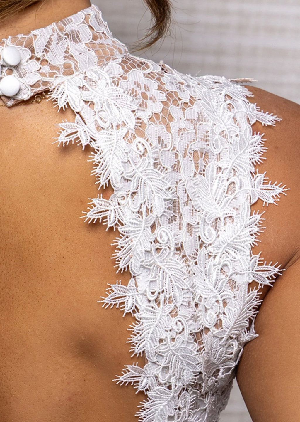 Flawlessly Lost Lace Backless Playsuit White