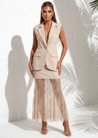 On My Mind Tailored Sleeveless Waistcoat Beige