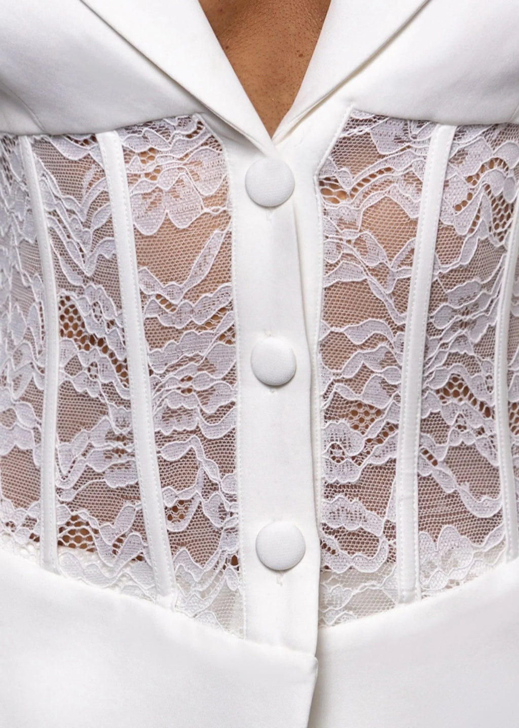 Unspoken Secrets Lace Blazer Two Piece White