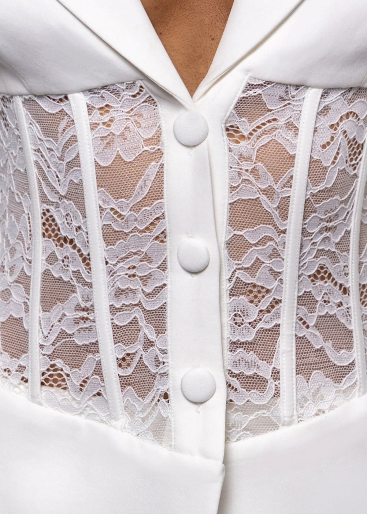 Unspoken Secrets Lace Blazer Two Piece White