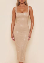 Leading Lady Embellished Midi Dress Nude