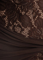 Lost Files Wrap Lace Mini Dress Brown