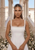Timeless Muse Pearl Trim Mini Dress White