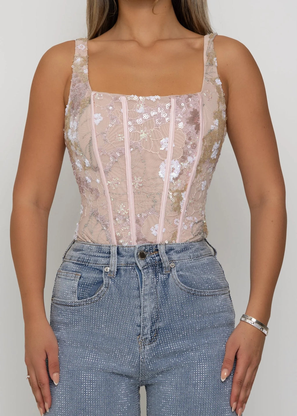 Enchanted Moments Embellished Bodysuit Pink