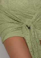 Sweet Like Matcha Lace Tie Detail Mini Dress Green